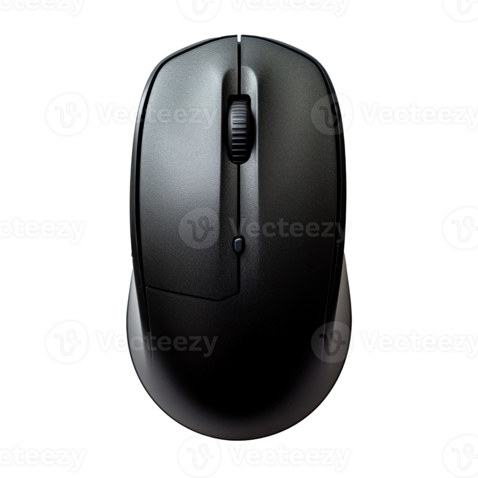 a black computer mouse on transparent background png