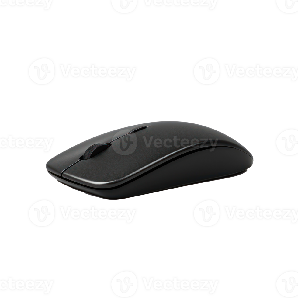 a black computer mouse on transparent background png