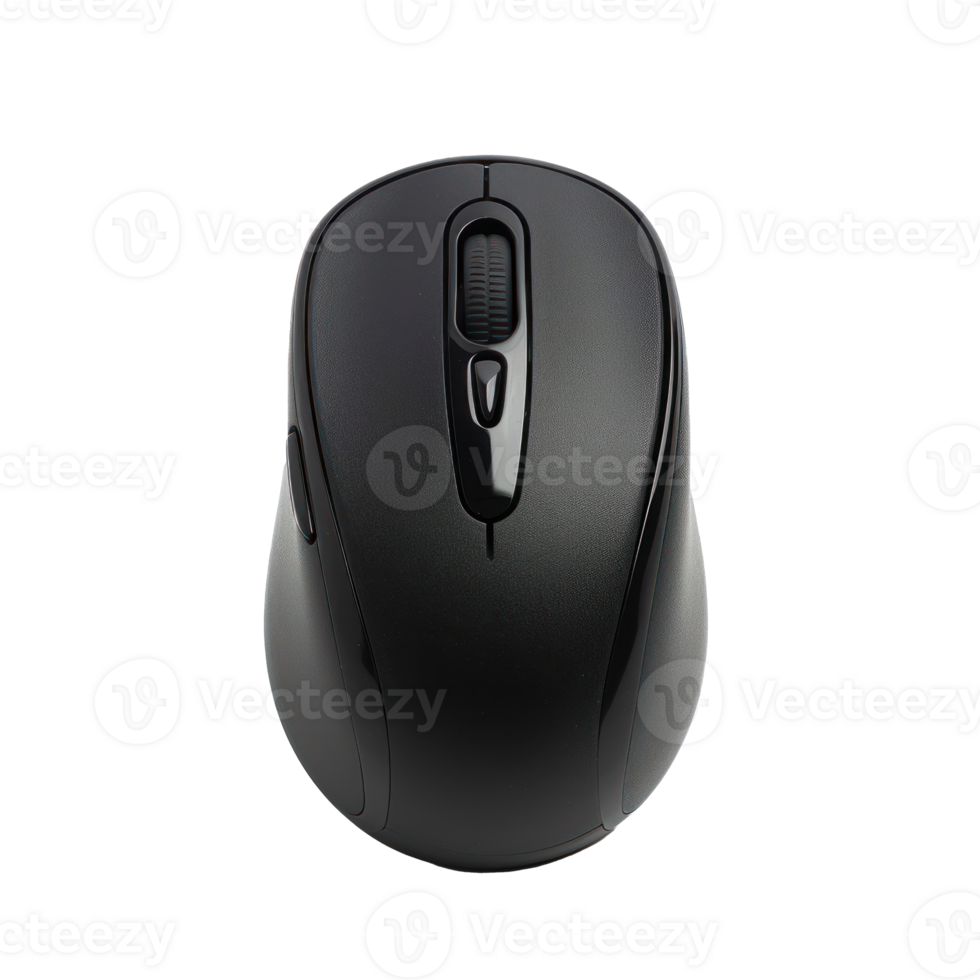 a black computer mouse on transparent background png