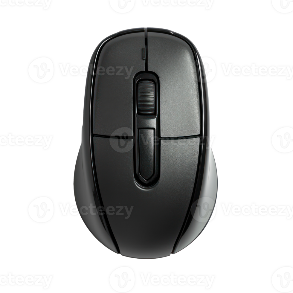 a black computer mouse on transparent background png
