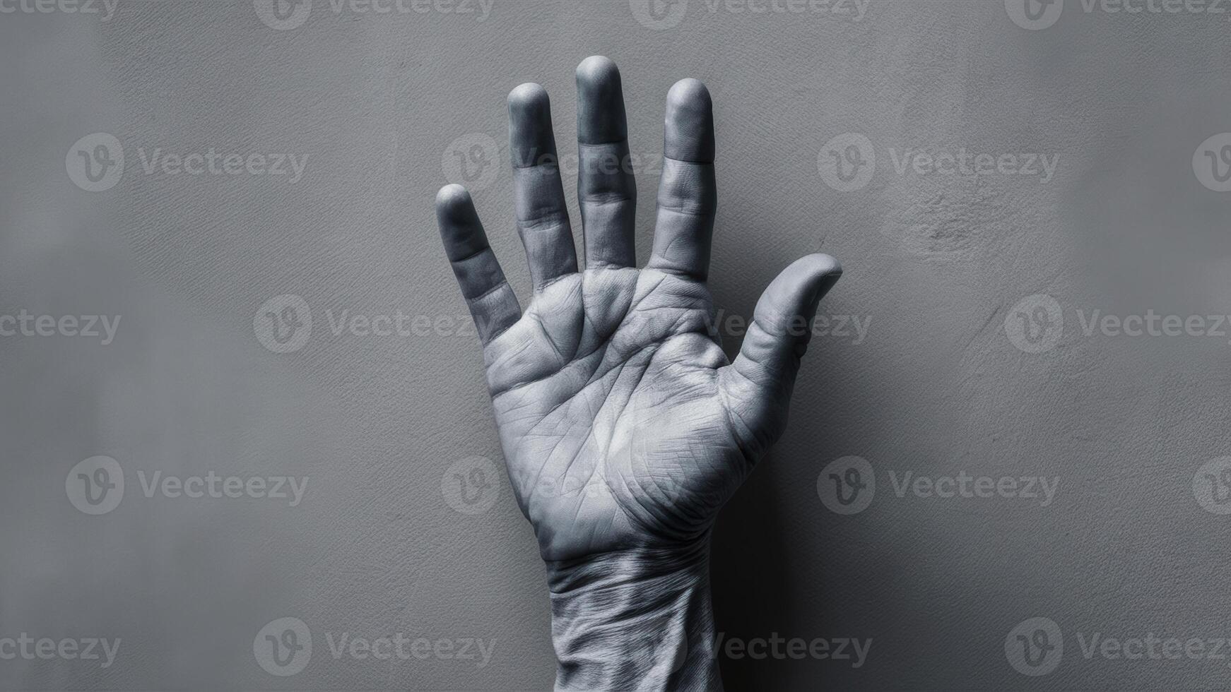 A hand with a black background and white fingers, AI photo