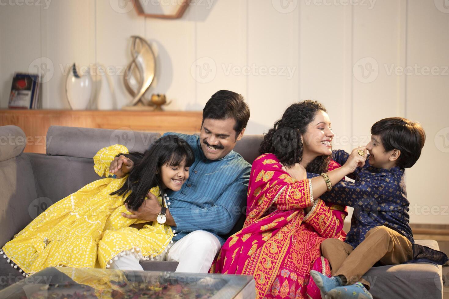 Modern Nuclear Family Spending Time Together photo