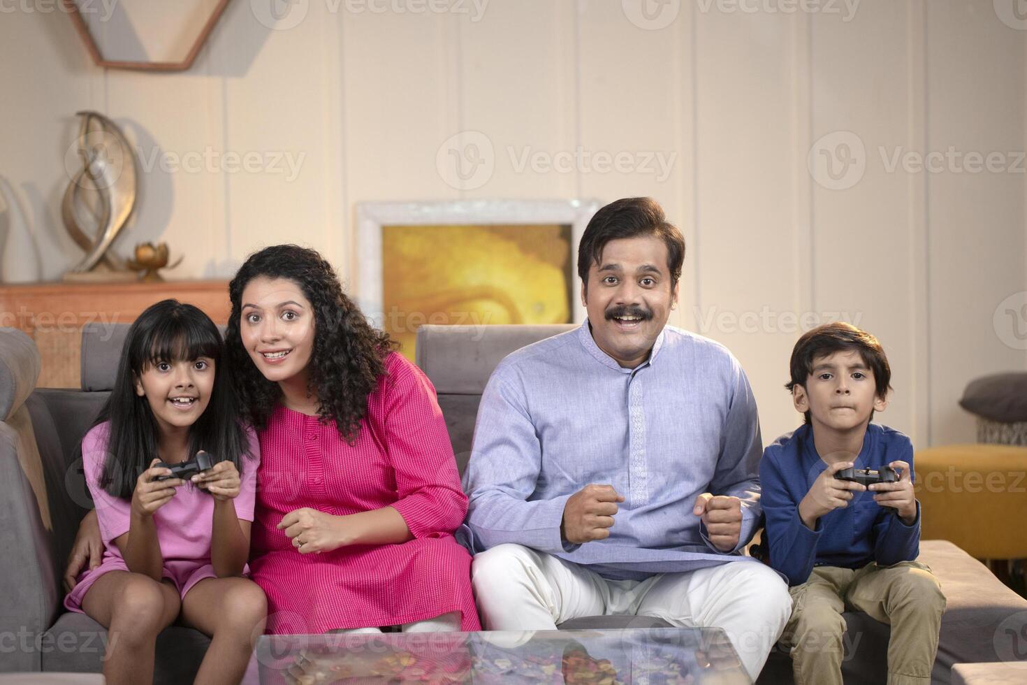 Kids Playing Game With Parents photo