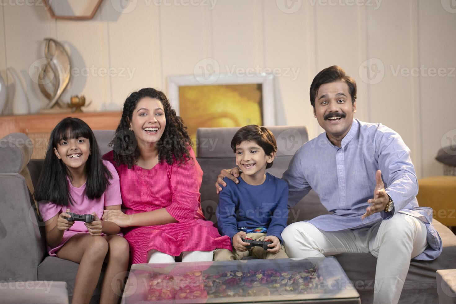 Brother And Sister Having Fun While Playing Game photo