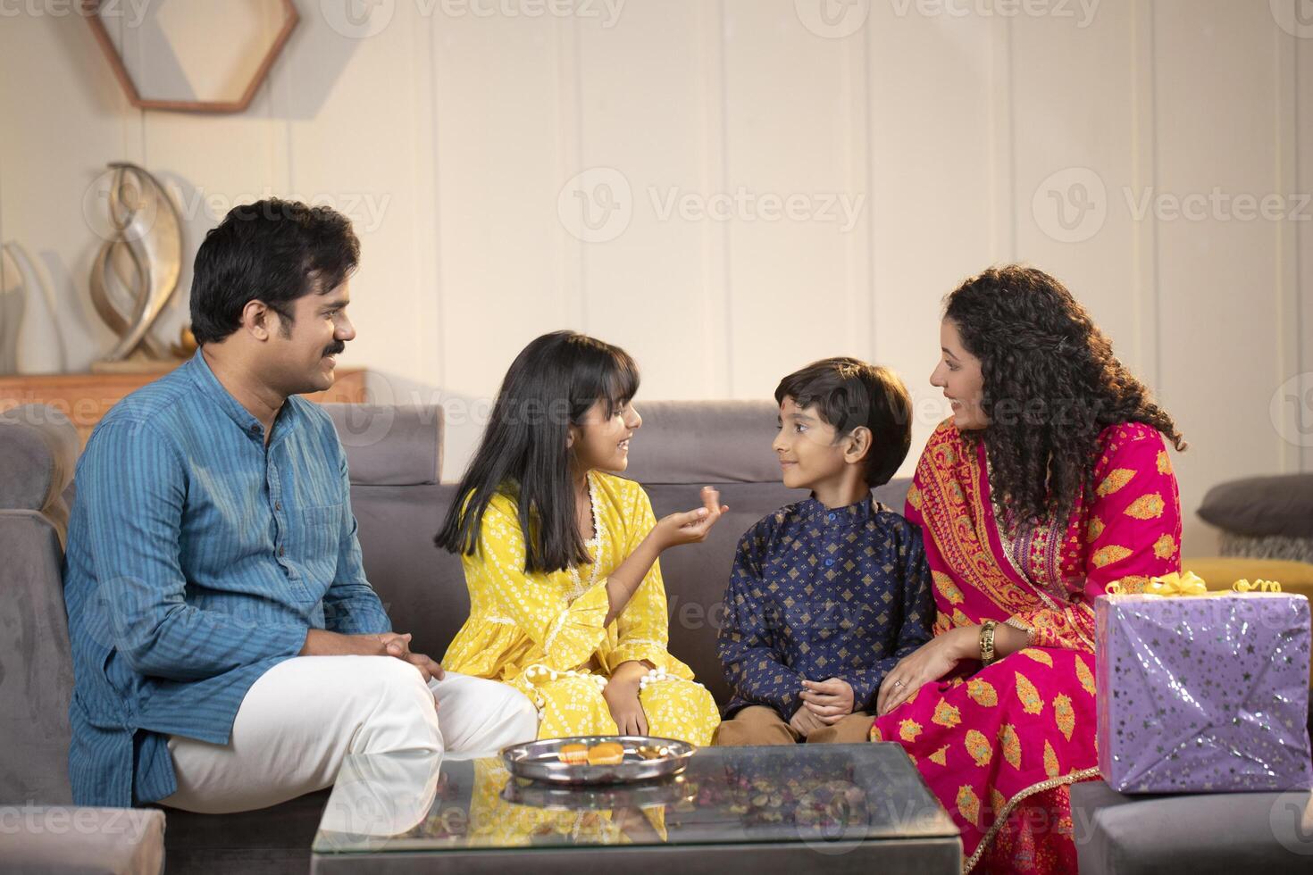 Happy Siblings Celebrating Bhai Dooj Festival photo