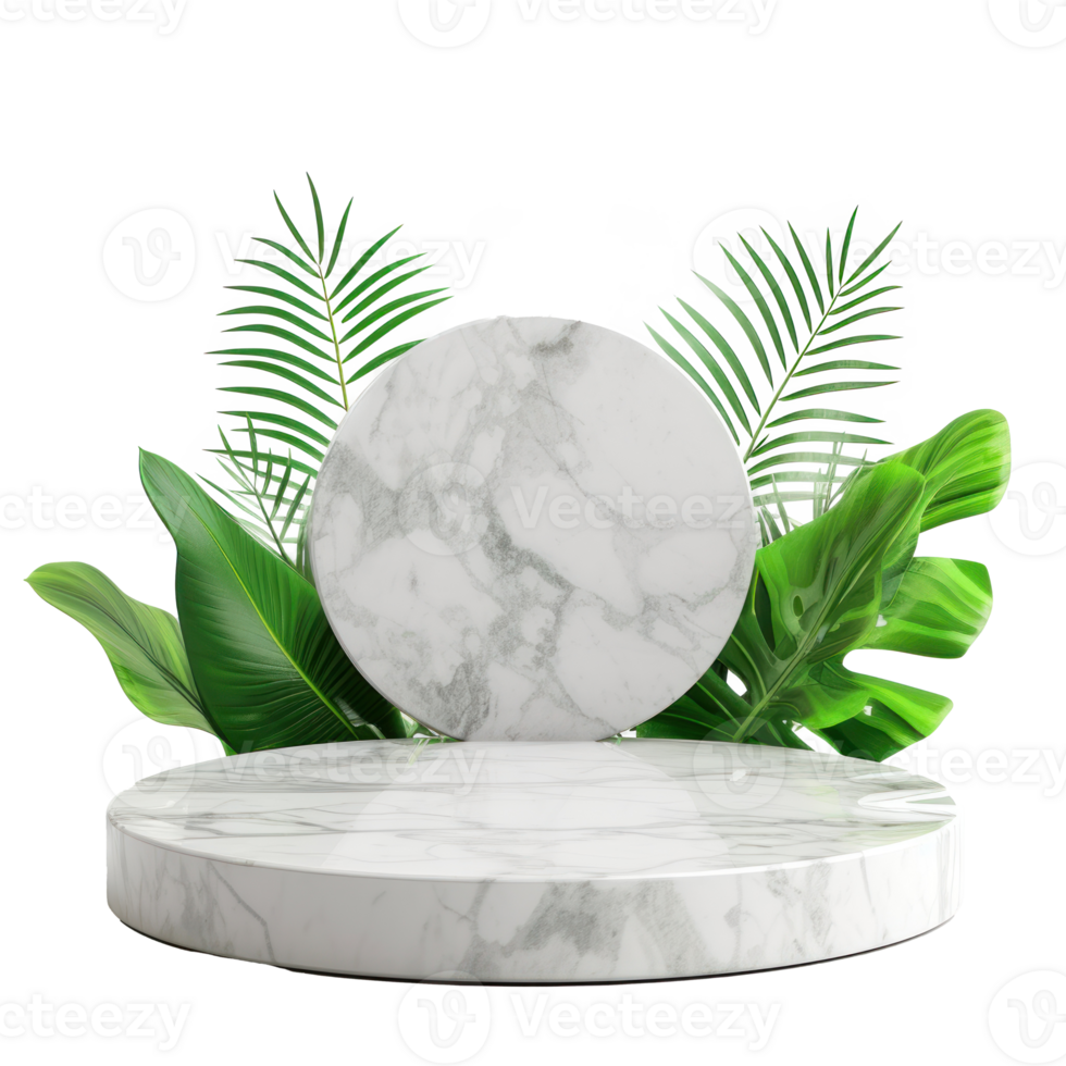 a green plant on a marble pedestal with on transparent background png