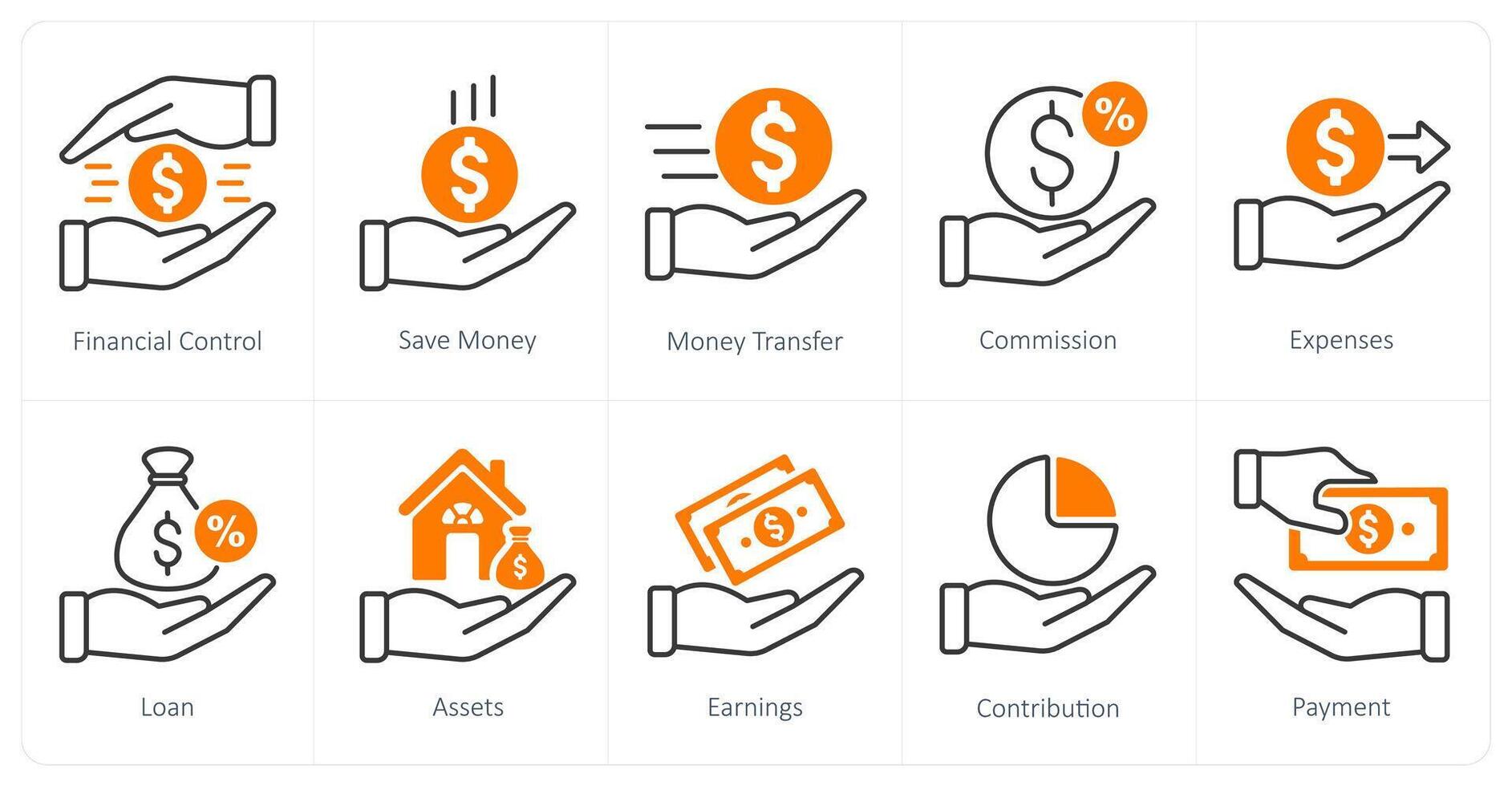 A set of 10 Accounting icons as financial control, save money, money transfer vector
