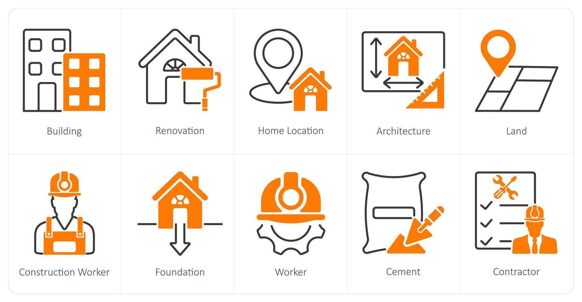 A set of 10 Construction icons as building, renovation, home location vector
