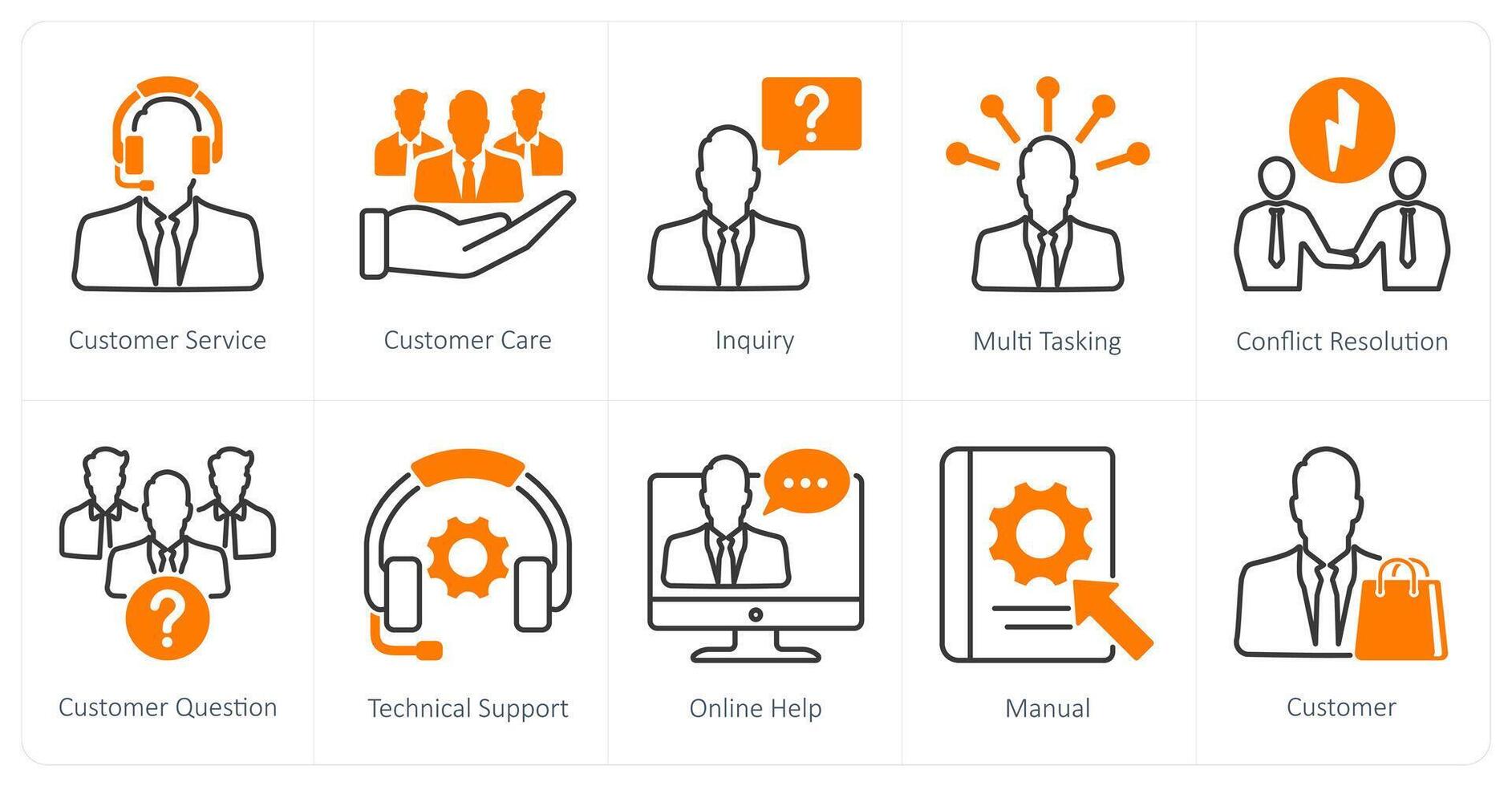 A set of 10 Customer Service icons as customer service, customer care, inquiry vector
