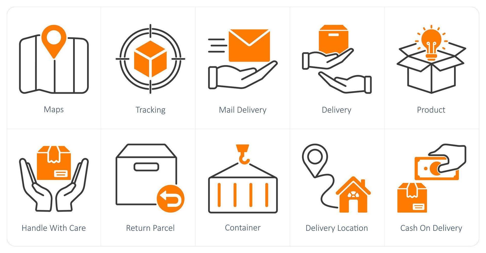 A set of 10 Delivery icons as maps, tracking, mail delivery vector