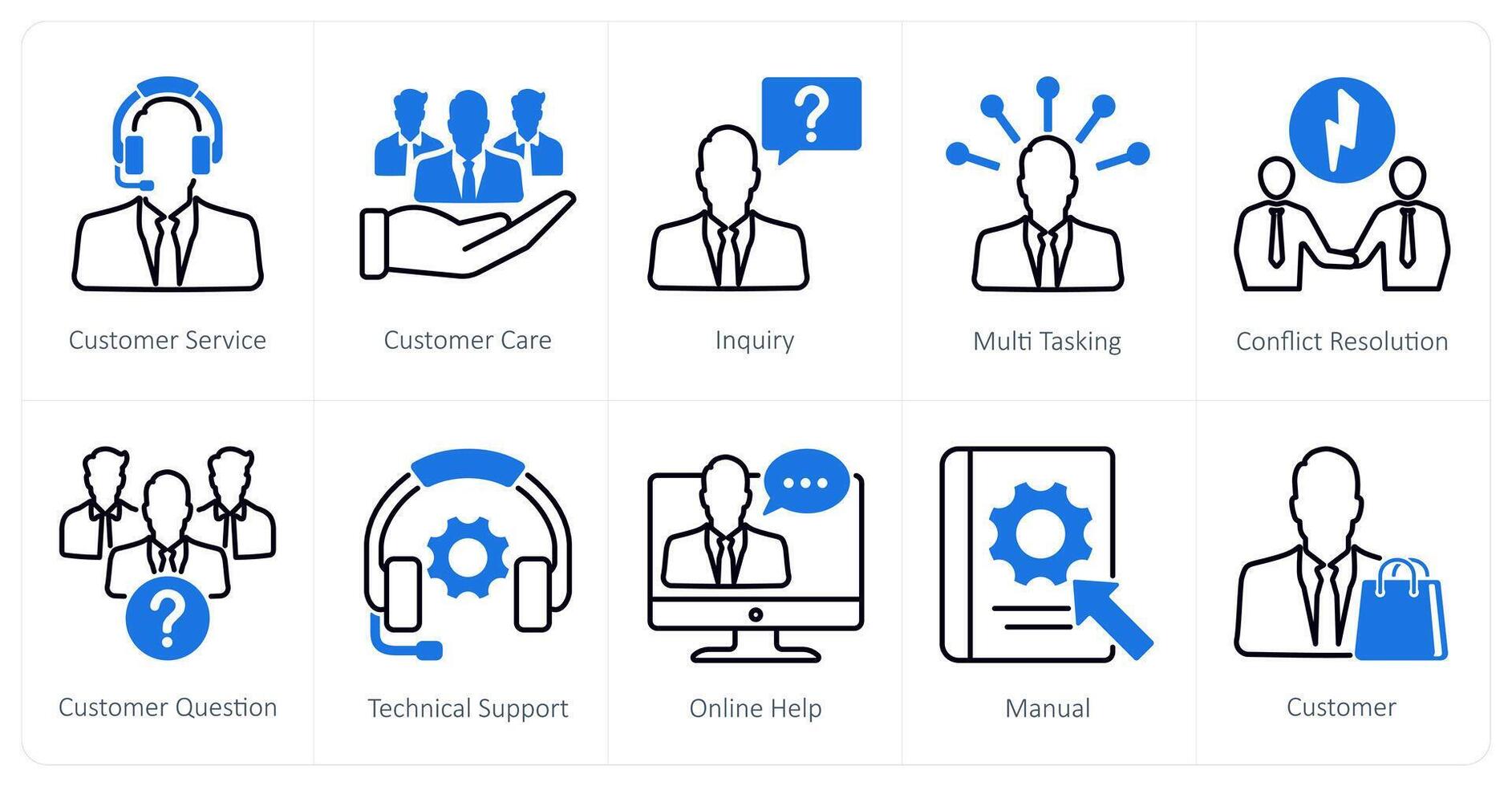 A set of 10 Customer Service icons as customer service, customer care, inquiry vector
