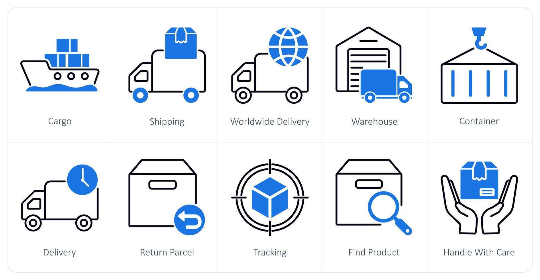 A set of 10 Delivery icons as cargo, shipping, worldwide delivery vector