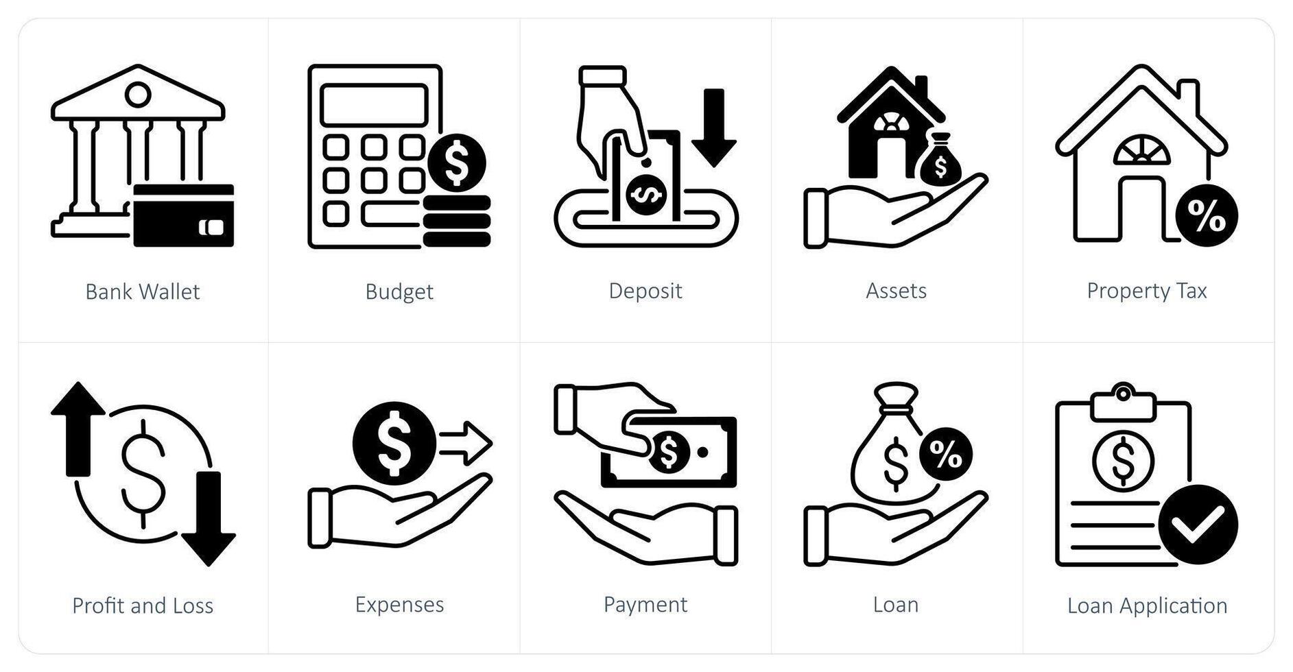 A set of 10 Accounting icons as bank wallet, budget, deposit vector