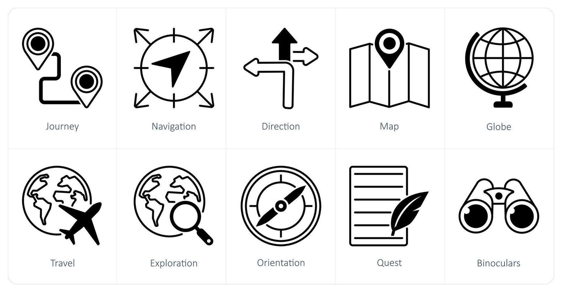A set of 10 Adventure icons as journey, navigation, direction vector