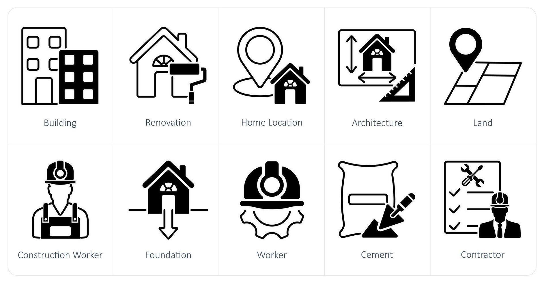 A set of 10 Construction icons as building, renovation, home location vector