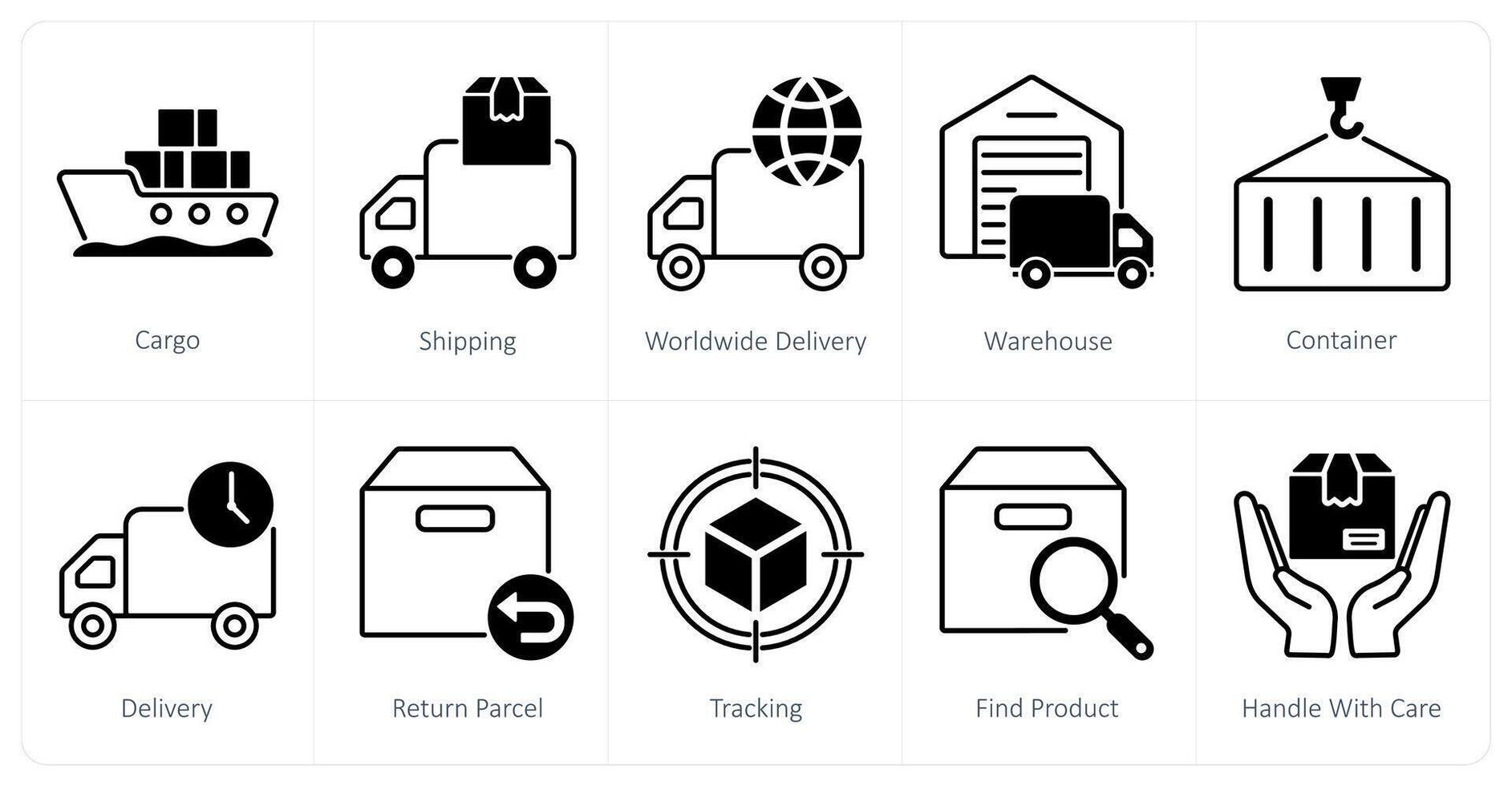 A set of 10 Delivery icons as cargo, shipping, worldwide delivery vector