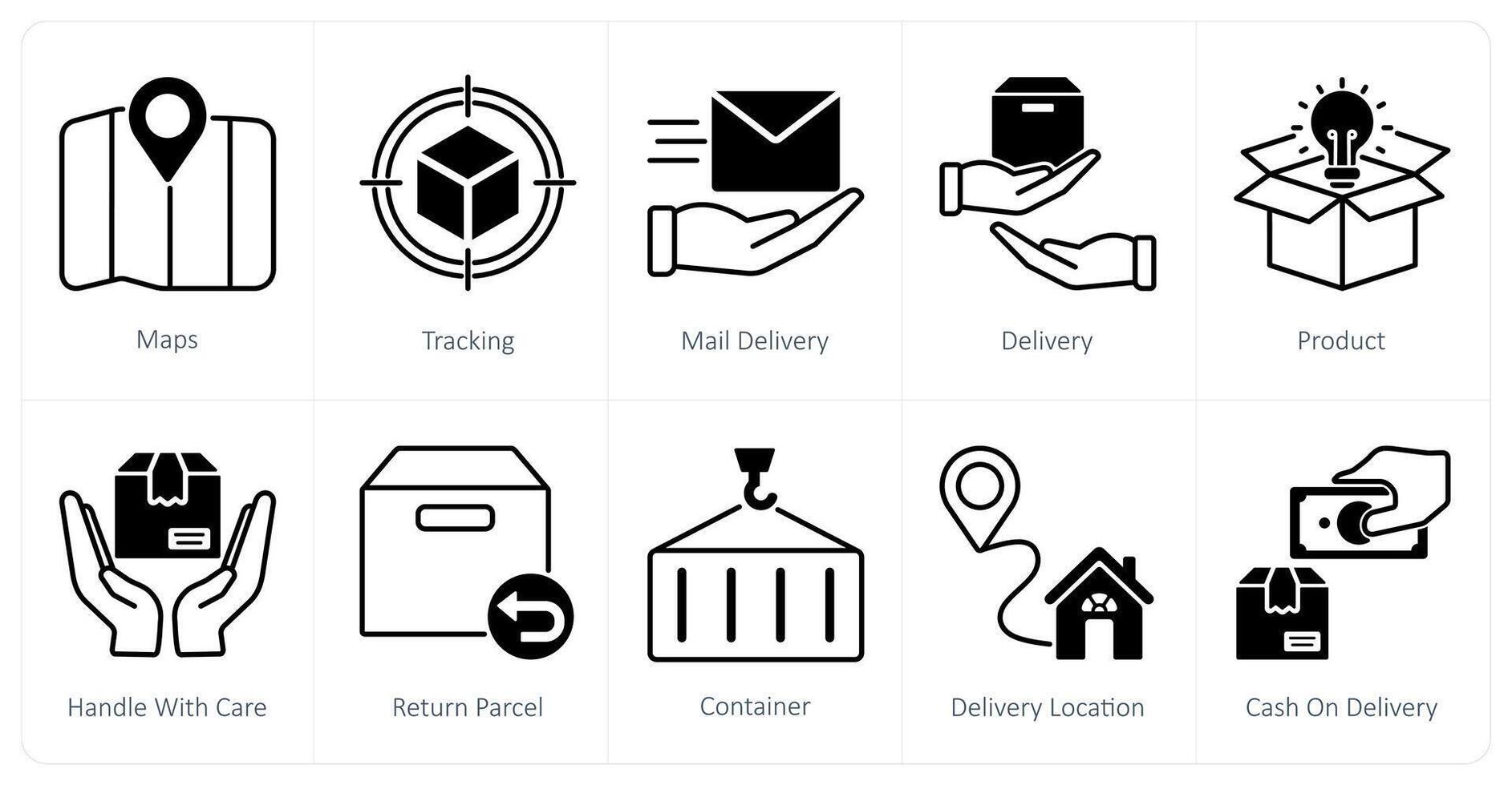 A set of 10 Delivery icons as maps, tracking, mail delivery vector