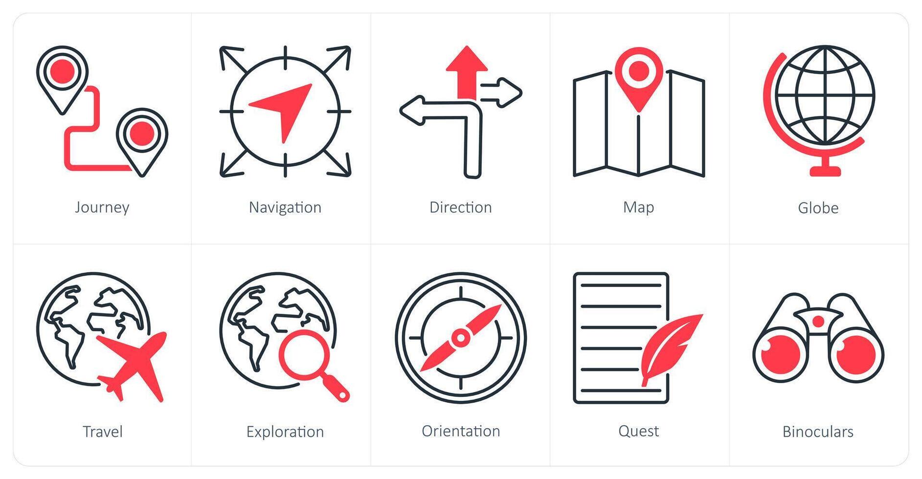 A set of 10 Adventure icons as journey, navigation, direction vector