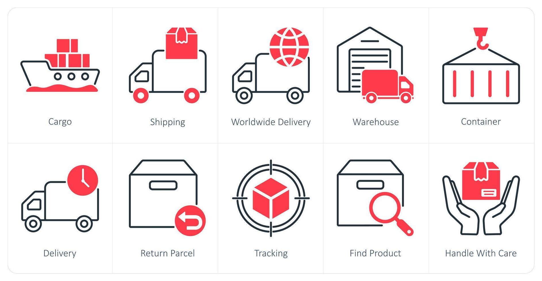 A set of 10 Delivery icons as cargo, shipping, worldwide delivery vector