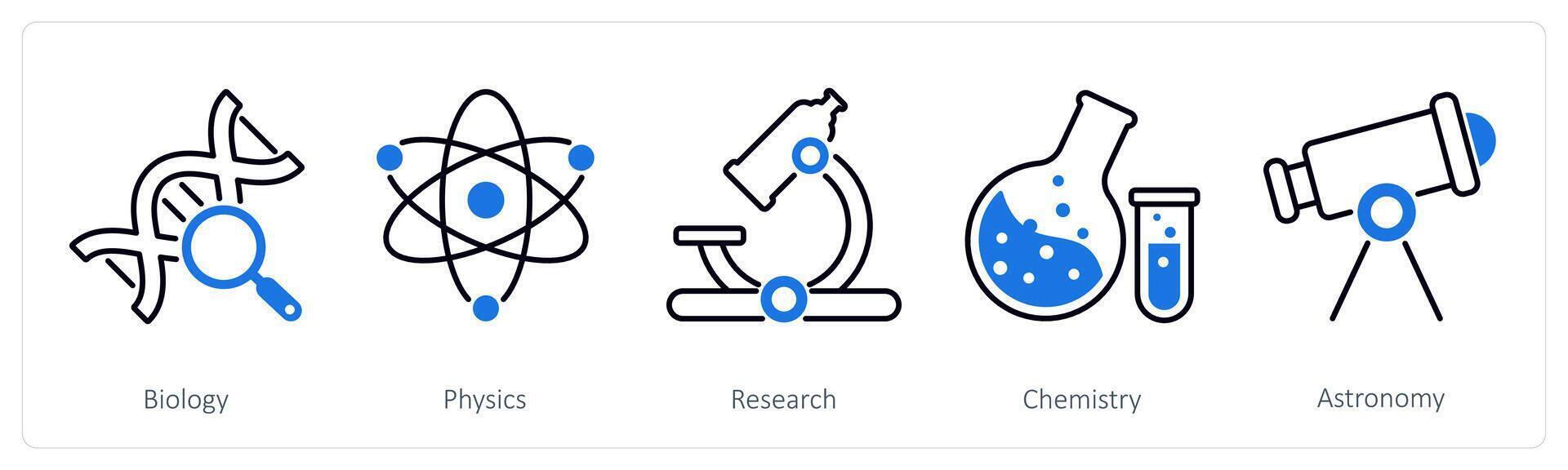 A set of 5 School and Education icons as biology, physics, research vector