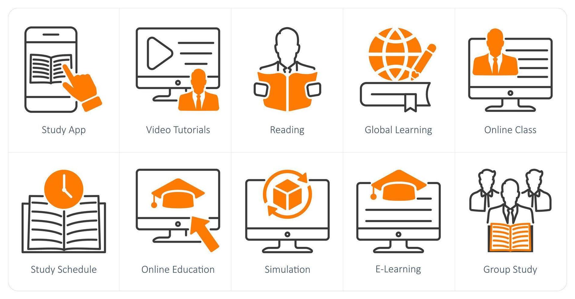 A set of 10 School and Education icons as study app, tutorials, reading vector