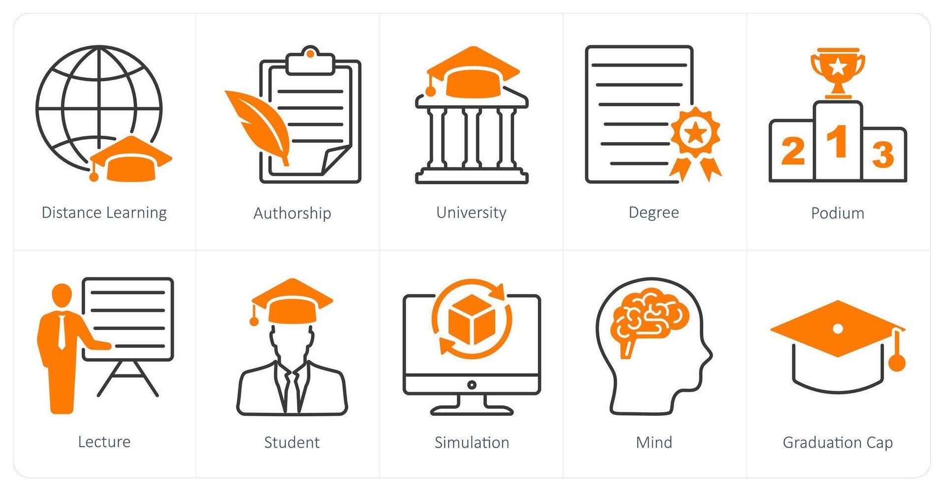 A set of 10 School and Education icons as distance learning, authorship, university vector