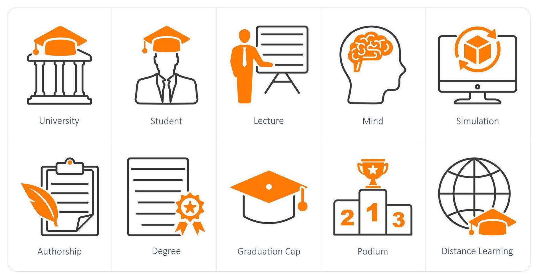 A set of 10 School and Education icons as university, student, lecture vector