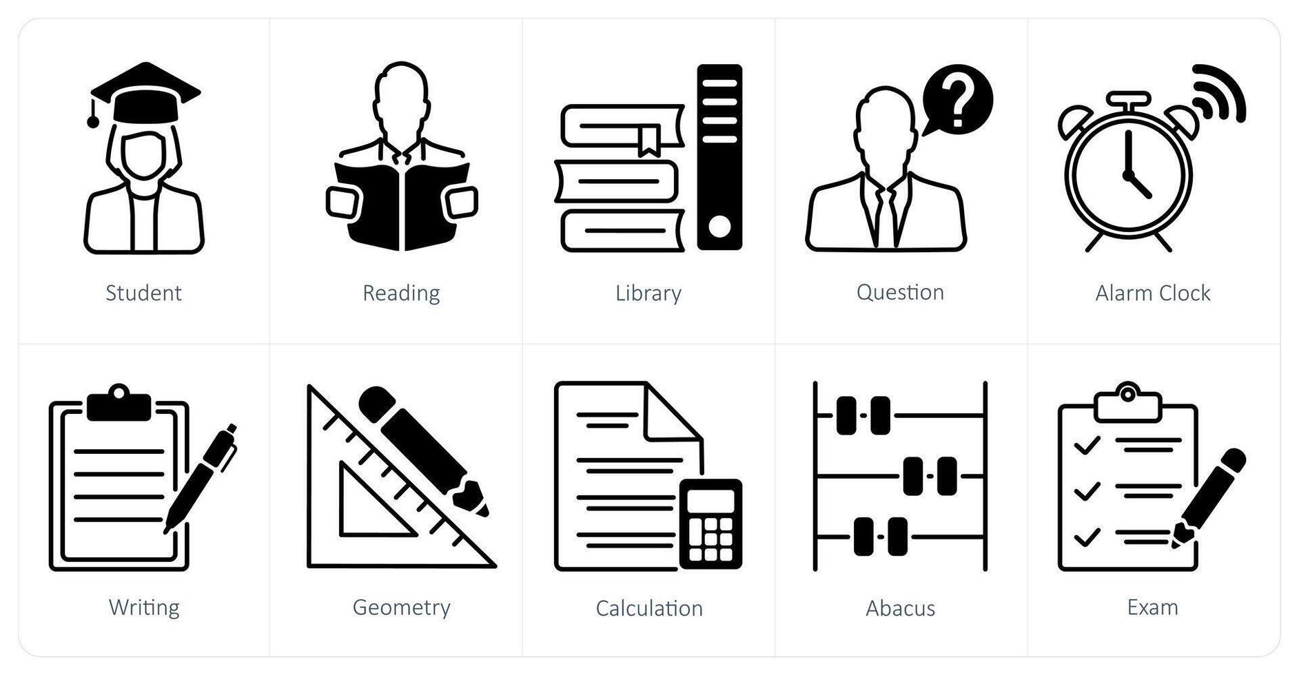 A set of 10 School and Education icons as student, reading, library vector