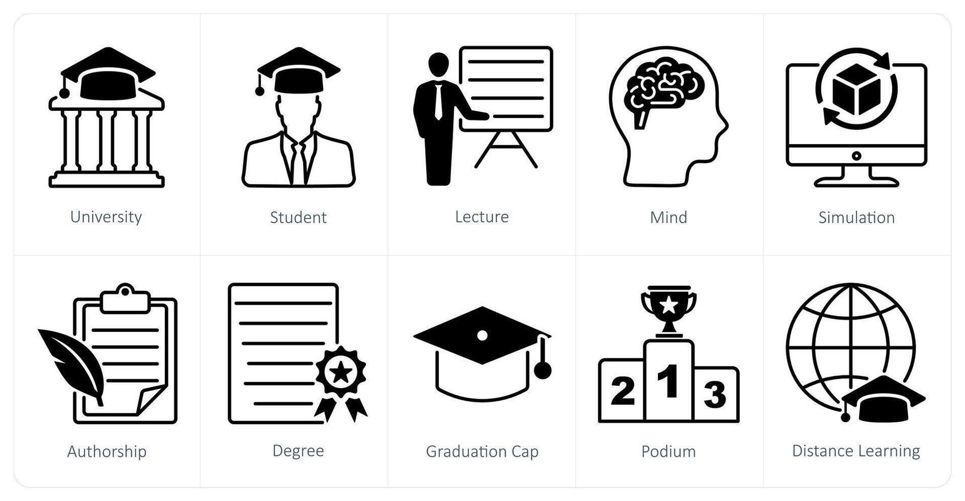 A set of 10 School and Education icons as university, student, lecture vector