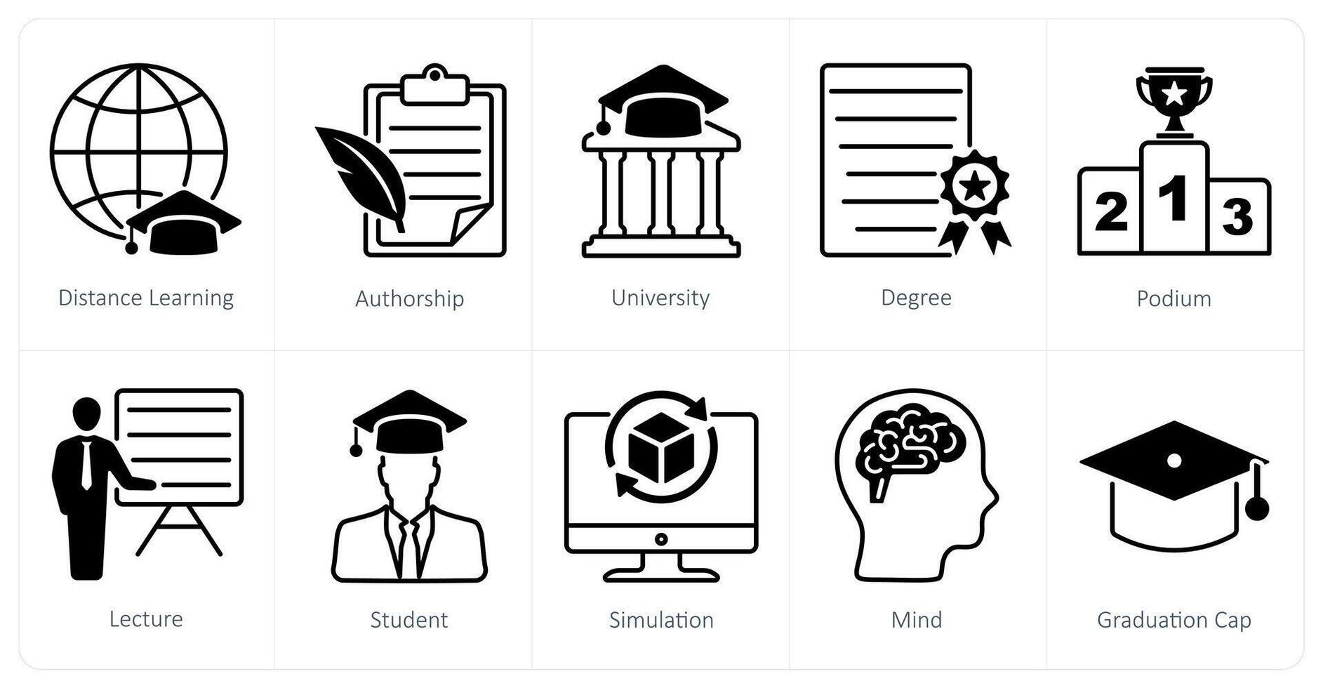 A set of 10 School and Education icons as distance learning, authorship, university vector