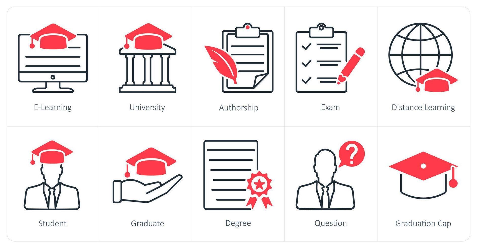 A set of 10 School and Education icons as e learning, university, authorship vector