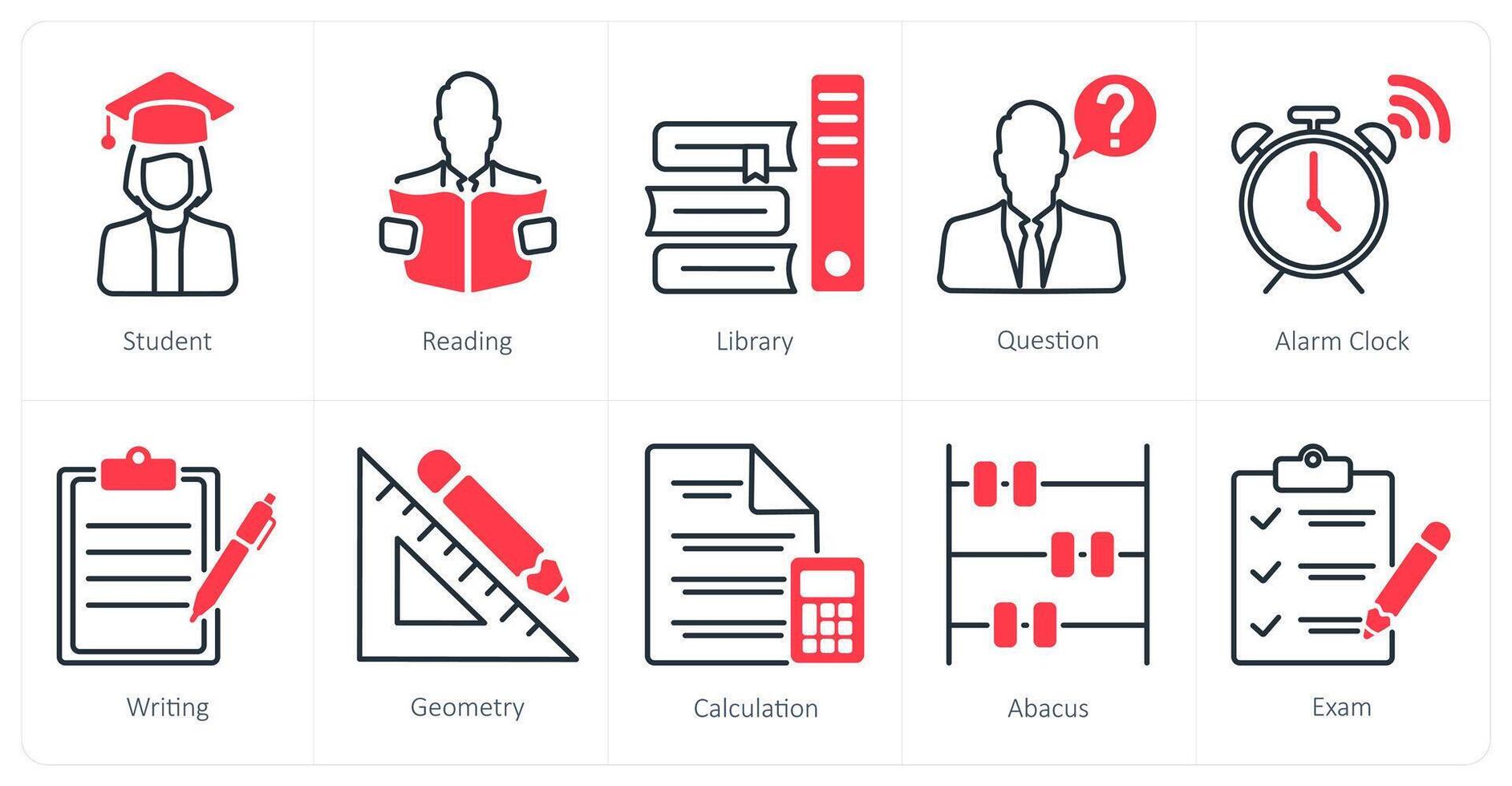 A set of 10 School and Education icons as student, reading, library vector
