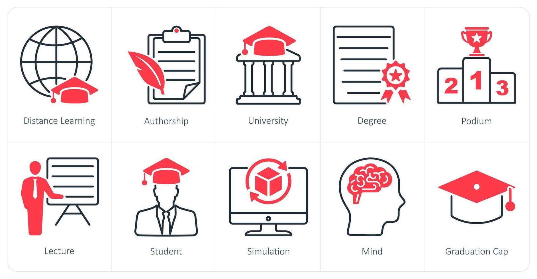 A set of 10 School and Education icons as distance learning, authorship, university vector
