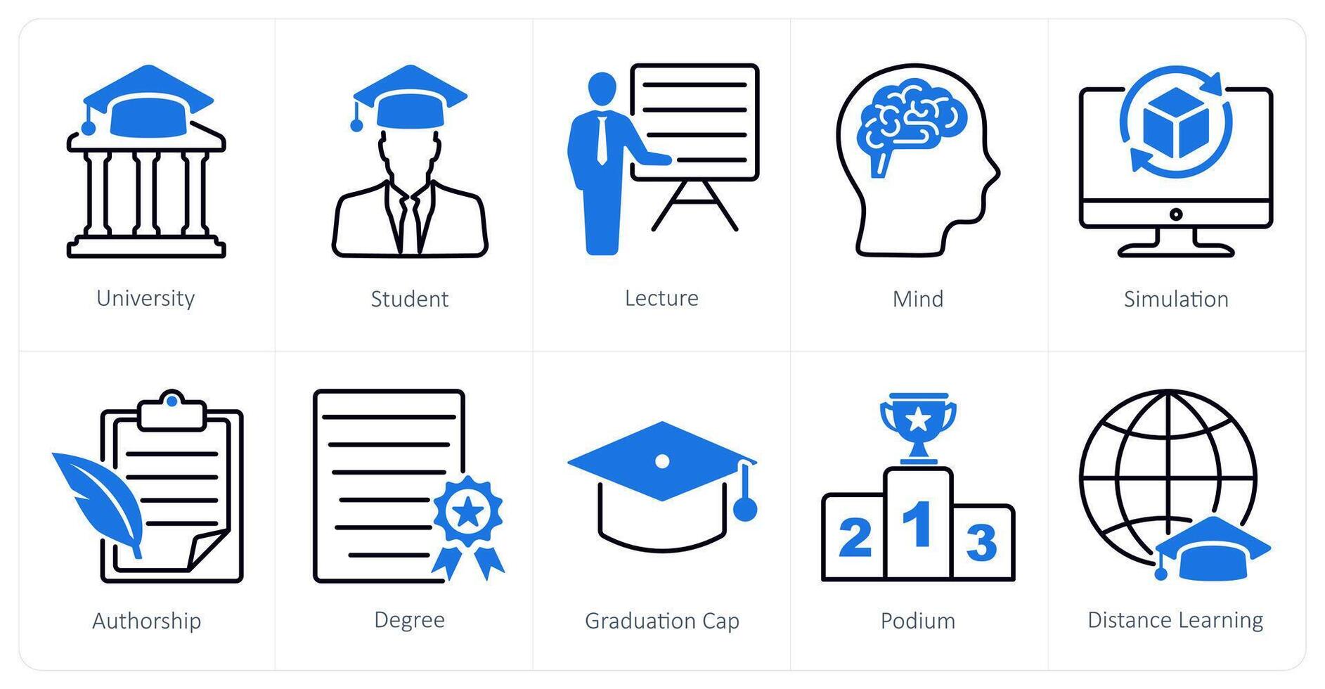 A set of 10 School and Education icons as university, student, lecture vector