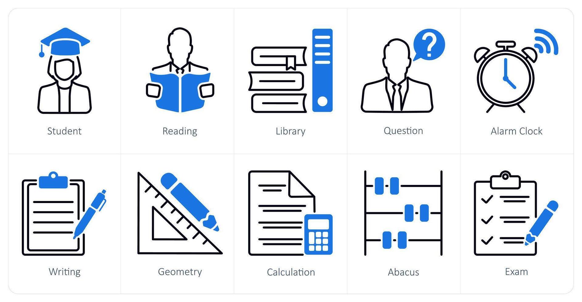 A set of 10 School and Education icons as student, reading, library vector