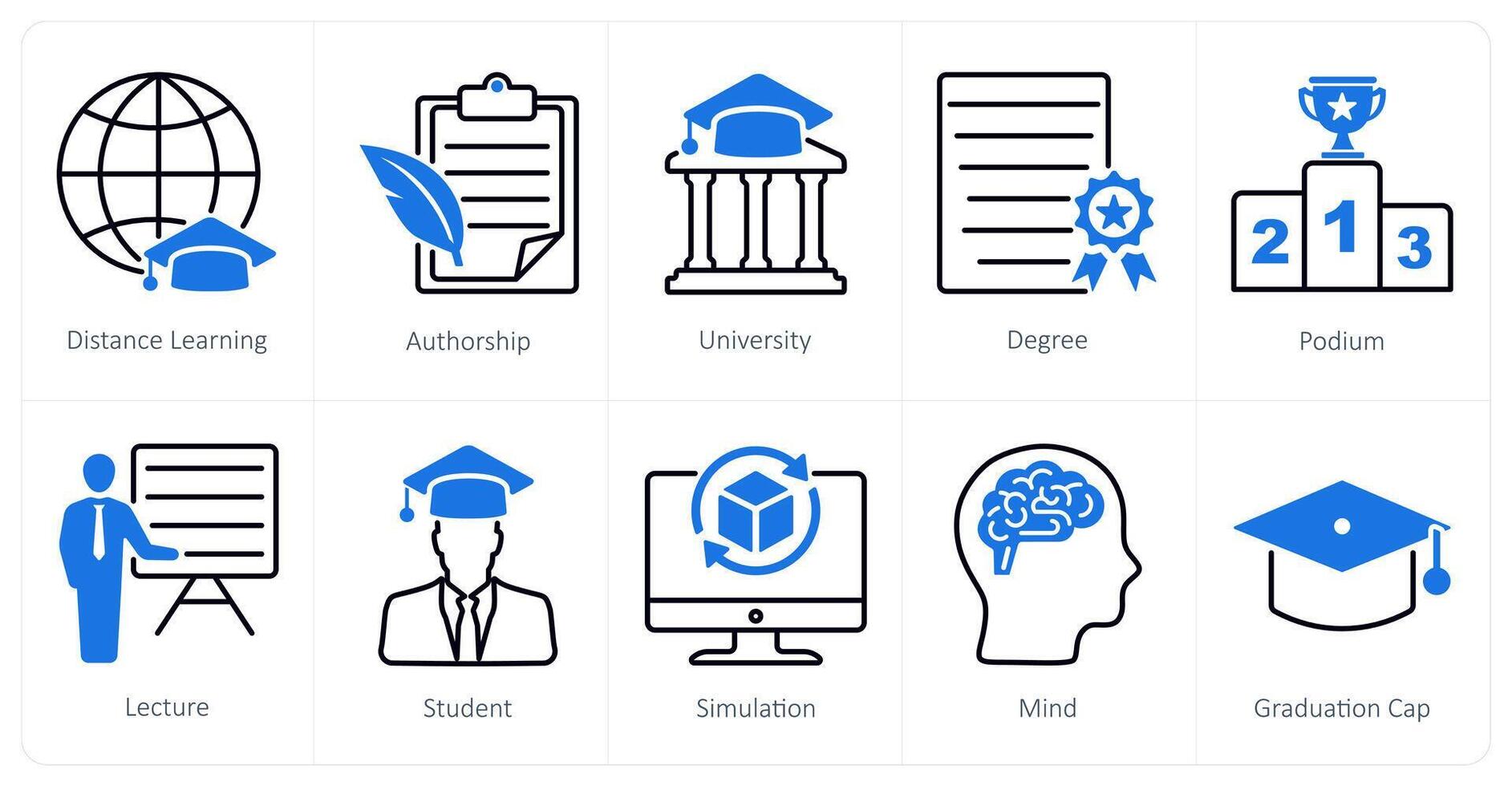 A set of 10 School and Education icons as distance learning, authorship, university vector