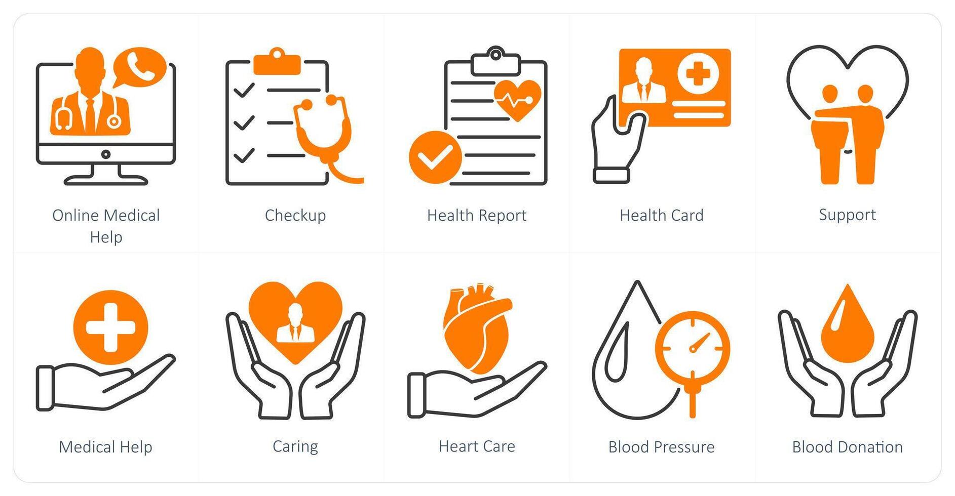 A set of 10 Mix icons as online medical help, checkup, health report vector