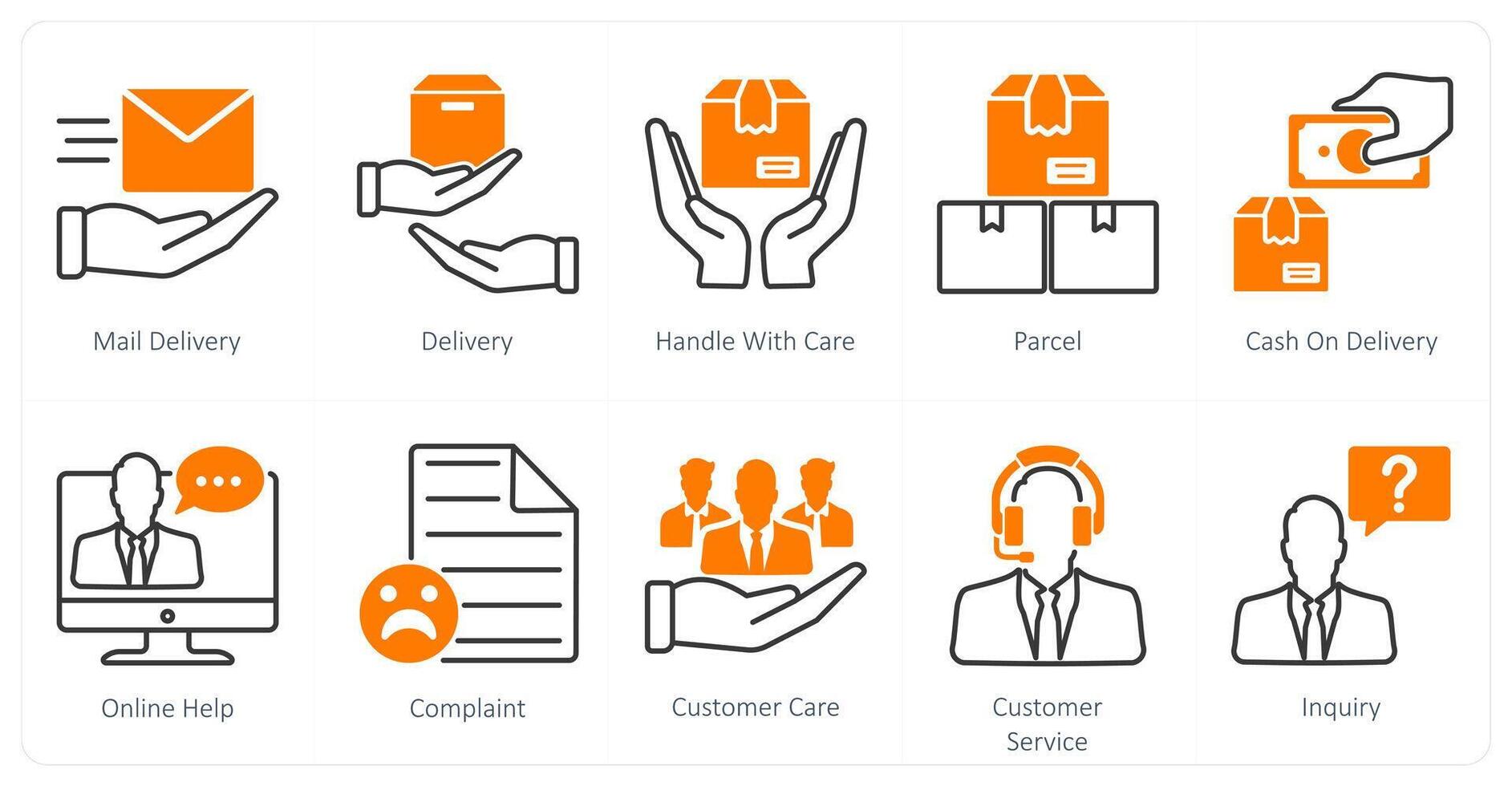 A set of 10 Mix icons as mail delivery, delivery, handle with care vector
