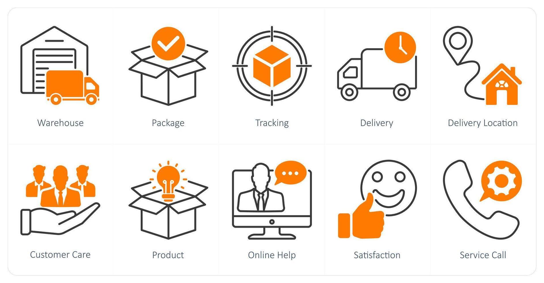 A set of 10 Mix icons as warehouse, package, tracking vector