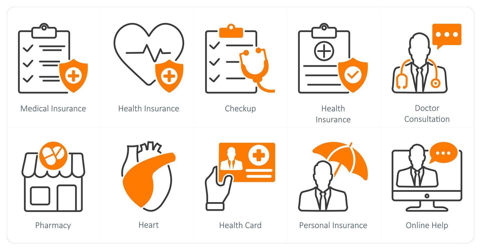 A set of 10 Mix icons as medical insurance, health insurance, checkup vector