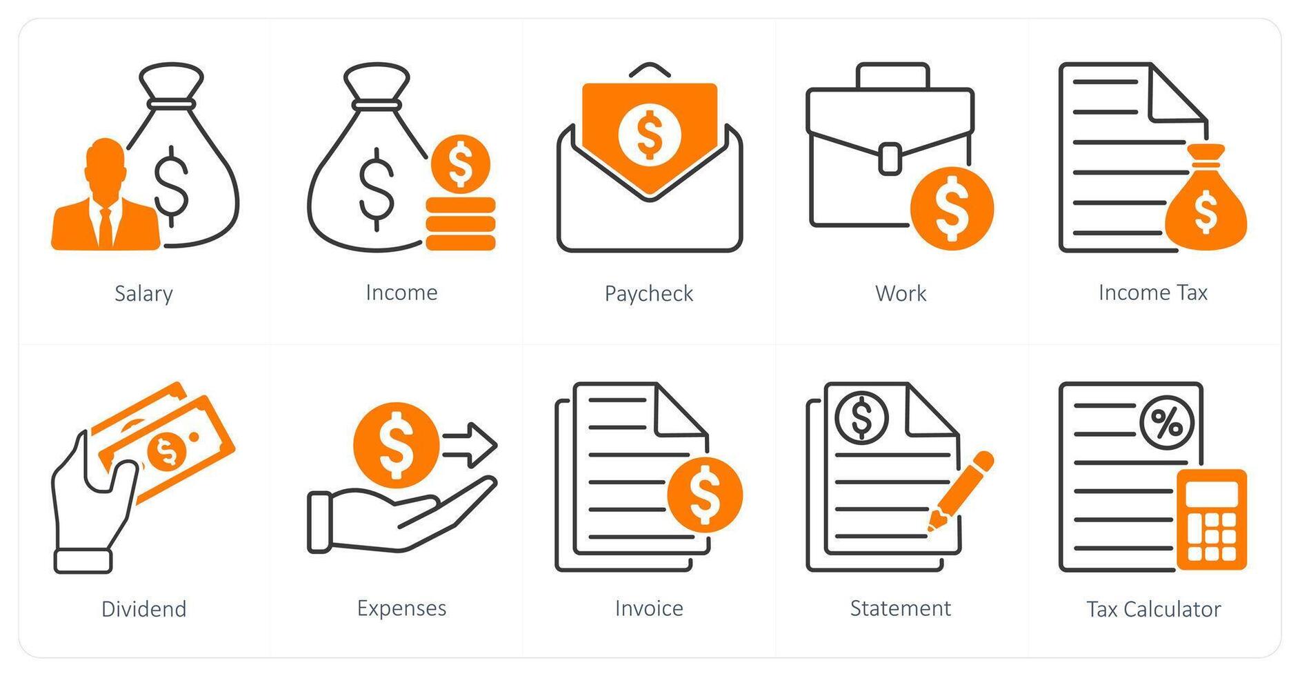 A set of 10 Mix icons as salary, income, pay check vector