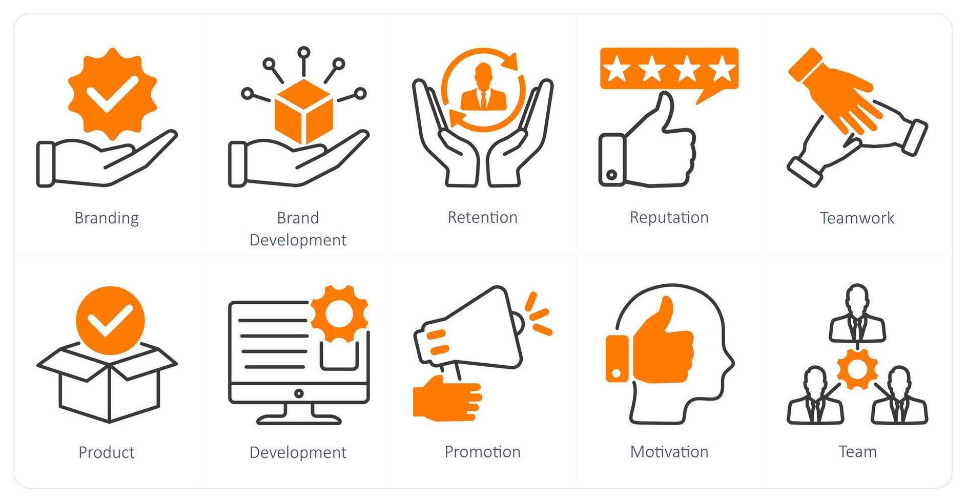 A set of 10 Mix icons as branding, brand development, retention vector