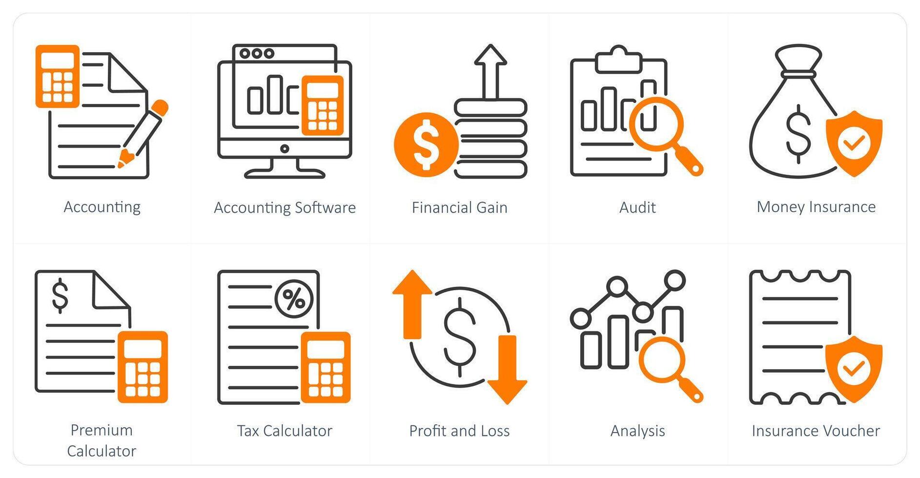 A set of 10 Mix icons as accounting, accounting software, financial gain vector