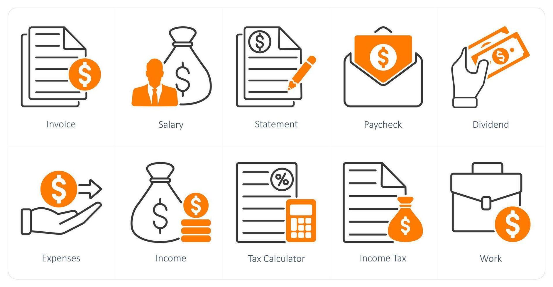 A set of 10 Mix icons as invoice, salary, statement vector