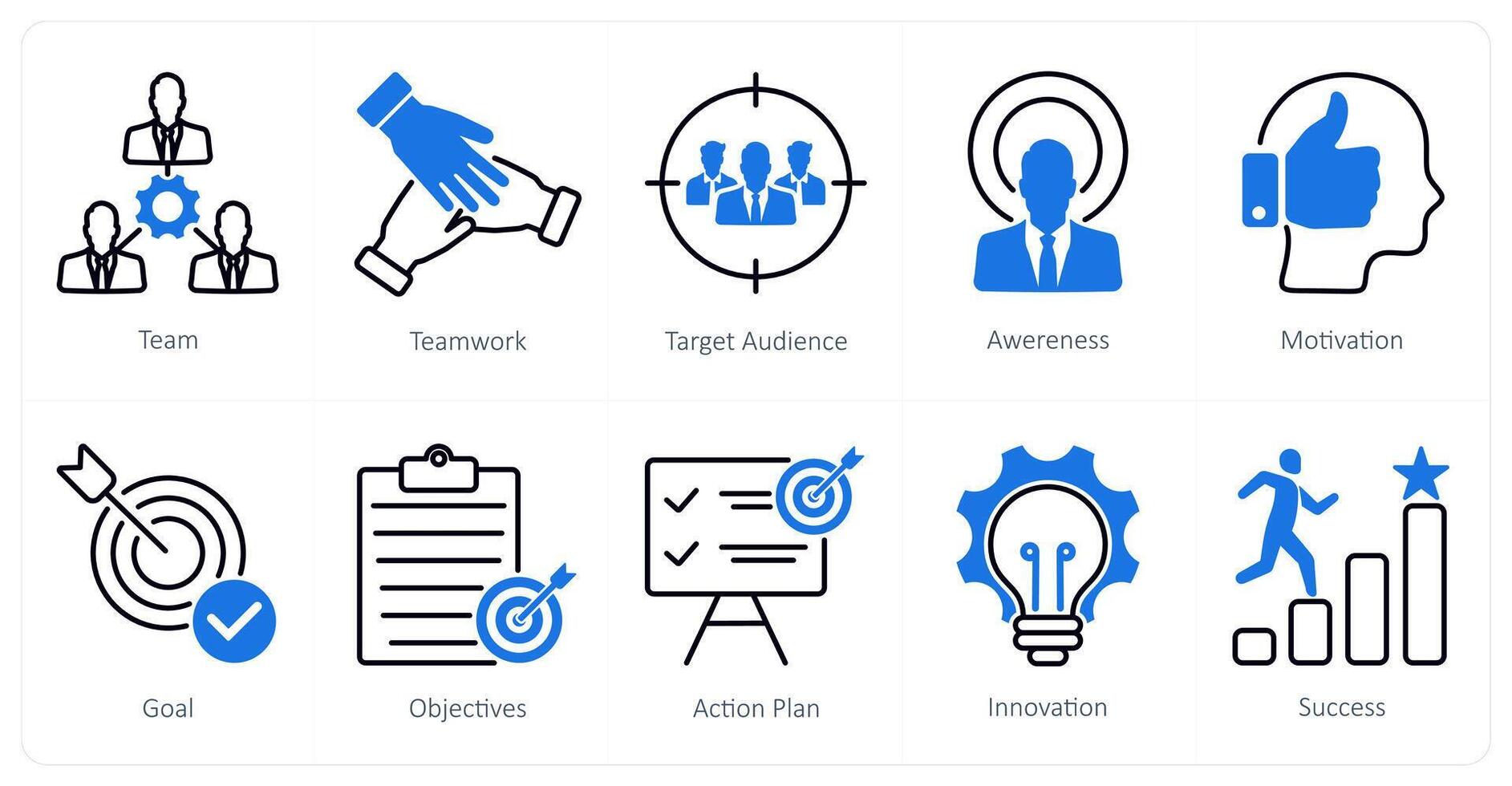 A set of 10 Mix icons as team, teamwork, target audience vector