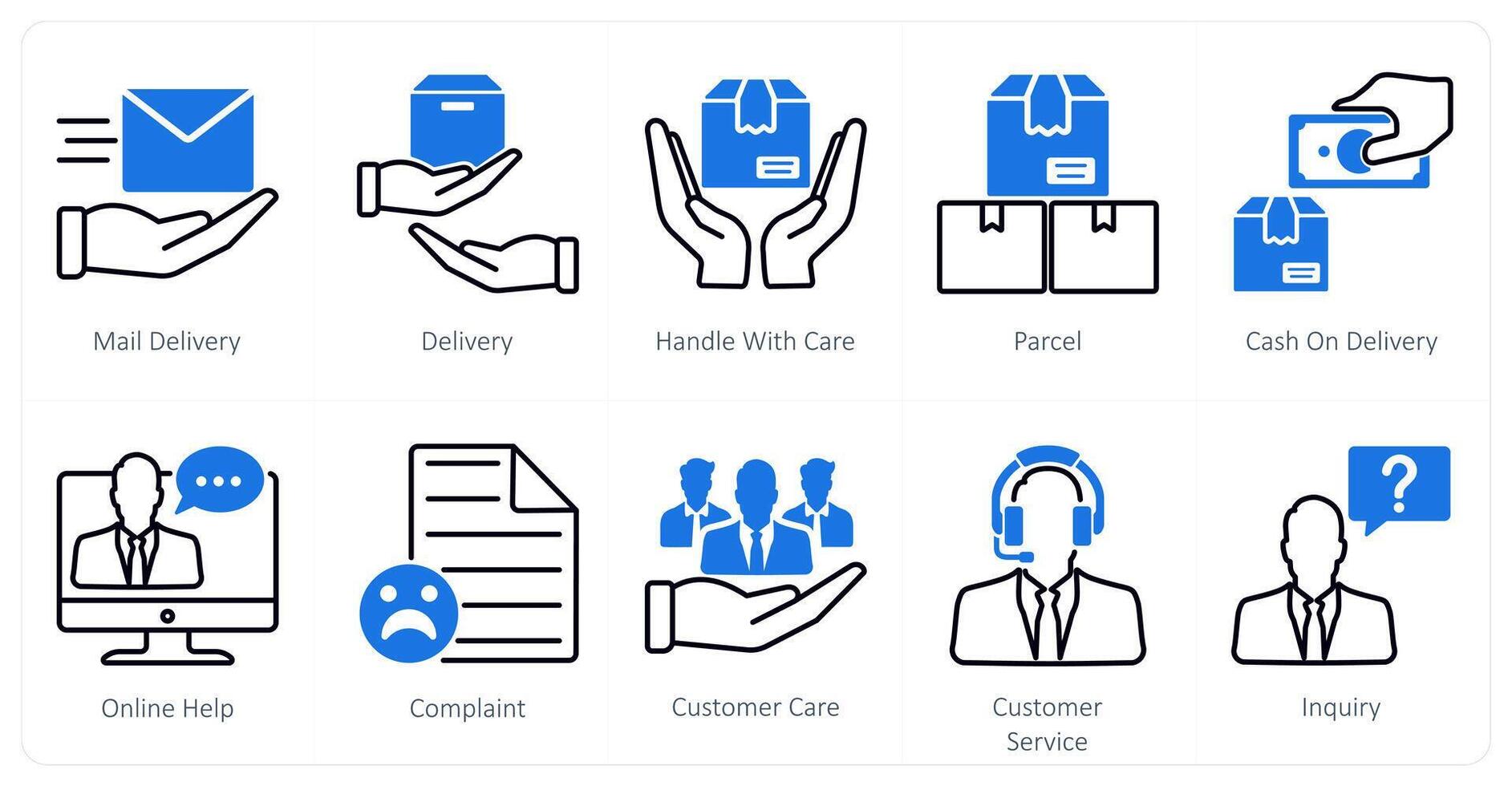 A set of 10 Mix icons as mail delivery, delivery, handle with care vector
