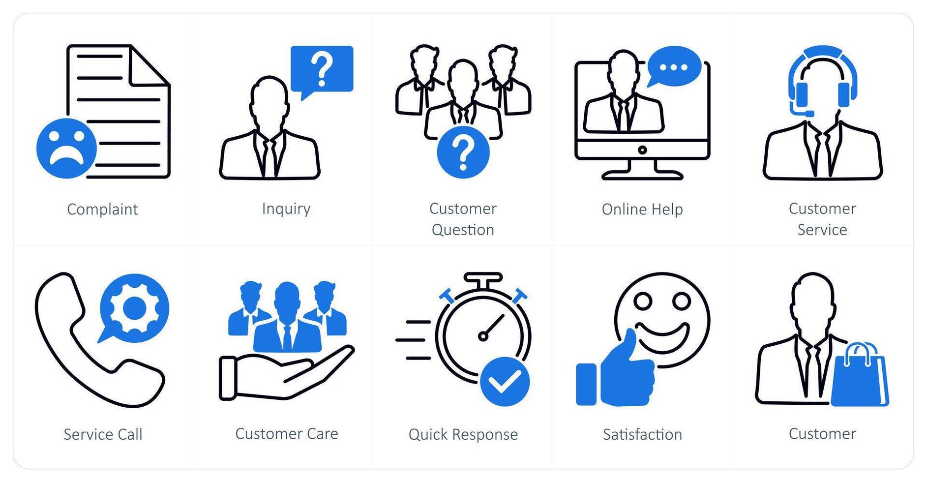 A set of 10 Mix icons as complaint, inquiry, customer question vector