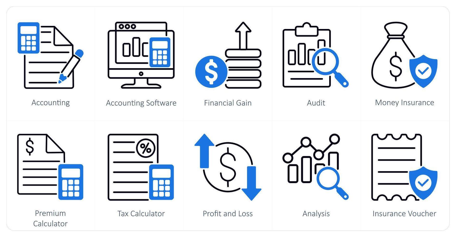 A set of 10 Mix icons as accounting, accounting software, financial gain vector