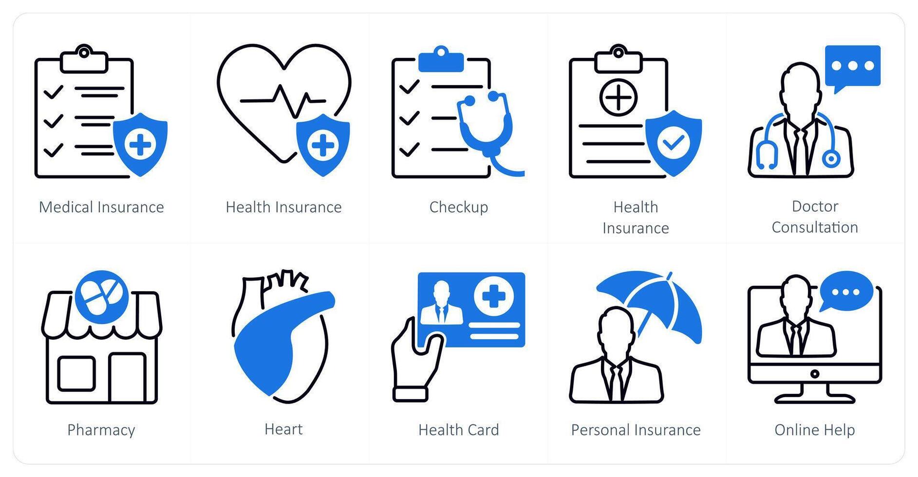 A set of 10 Mix icons as medical insurance, health insurance, checkup vector