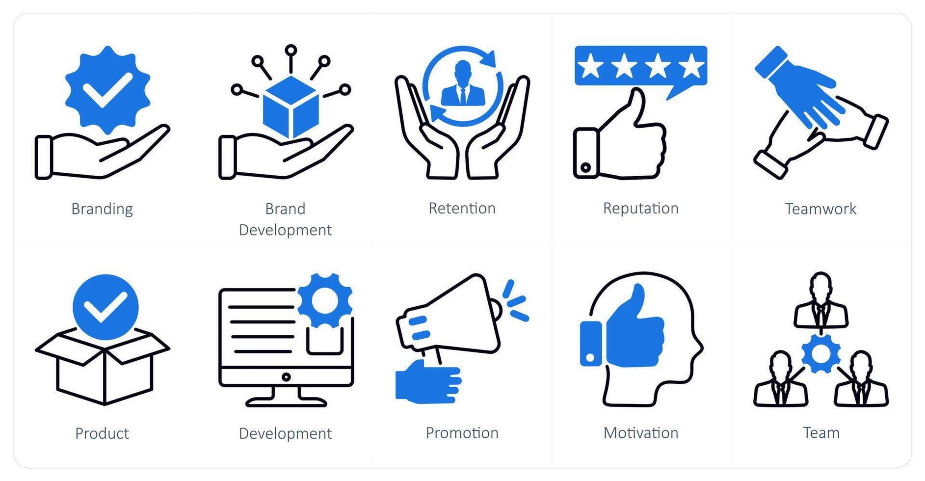 A set of 10 Mix icons as branding, brand development, retention vector